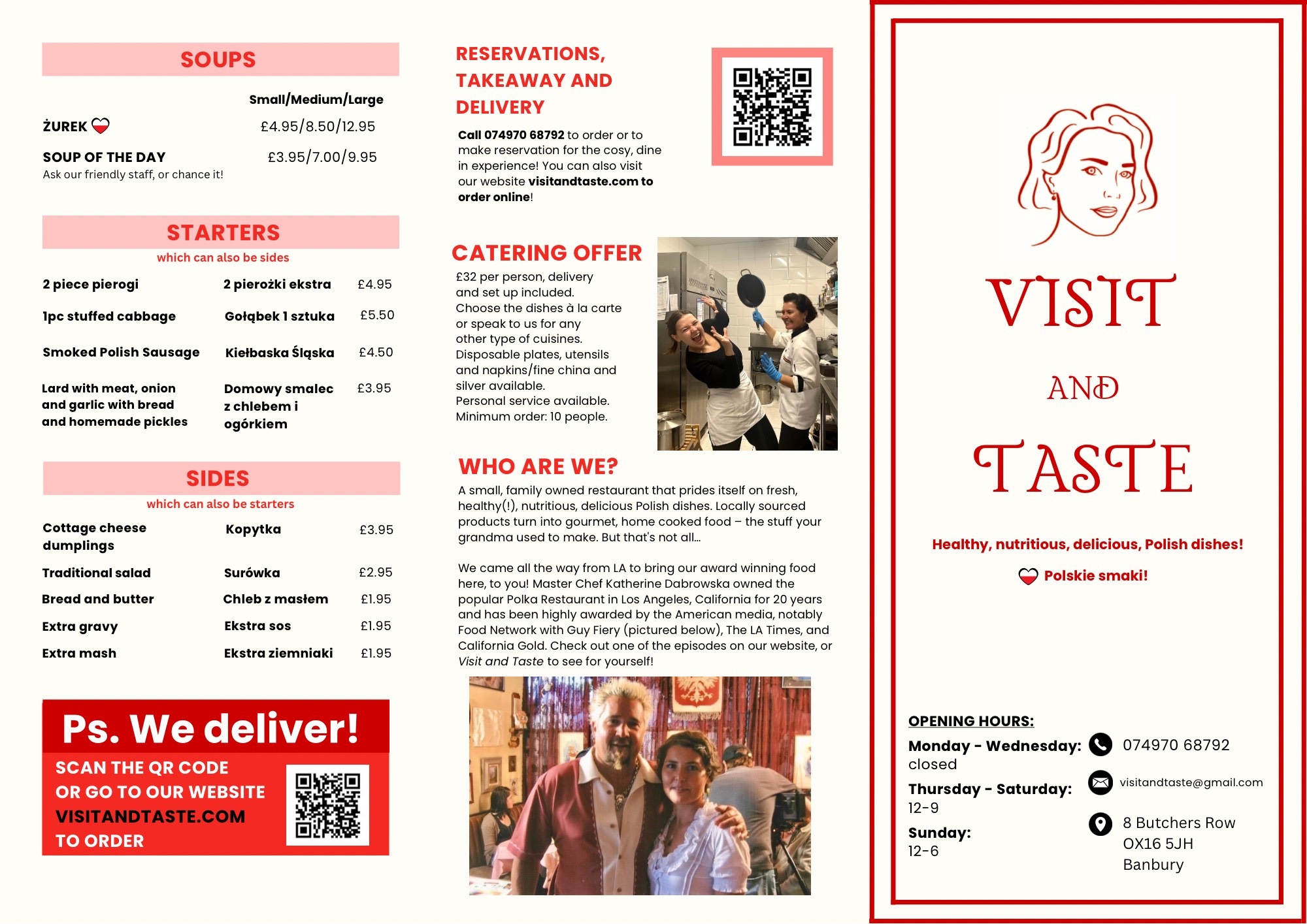 Menu Visit and Taste