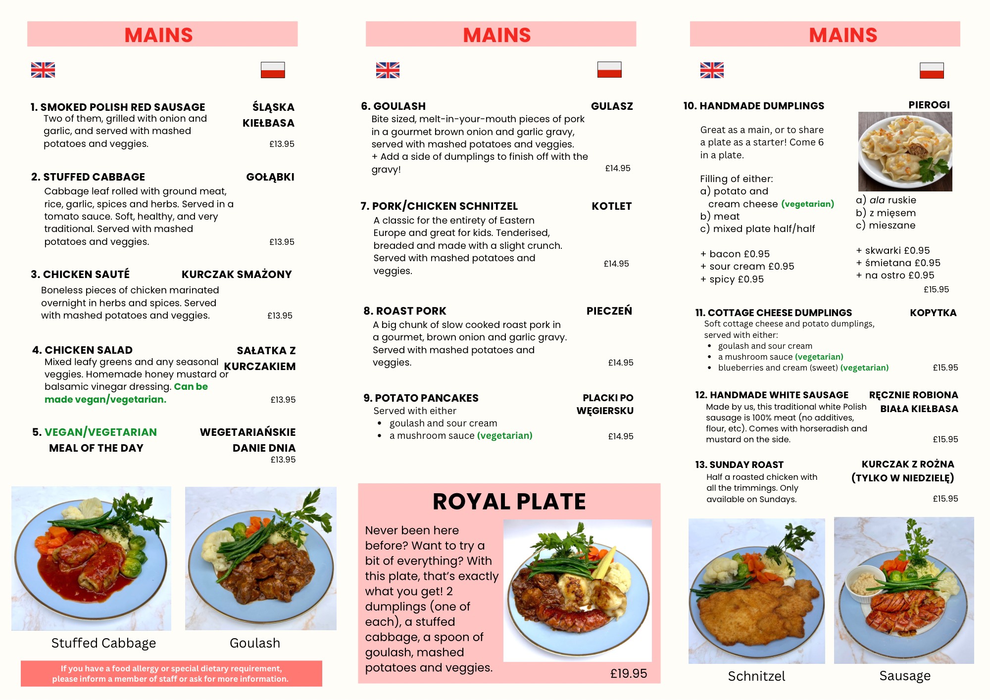 Menu Visit and Taste