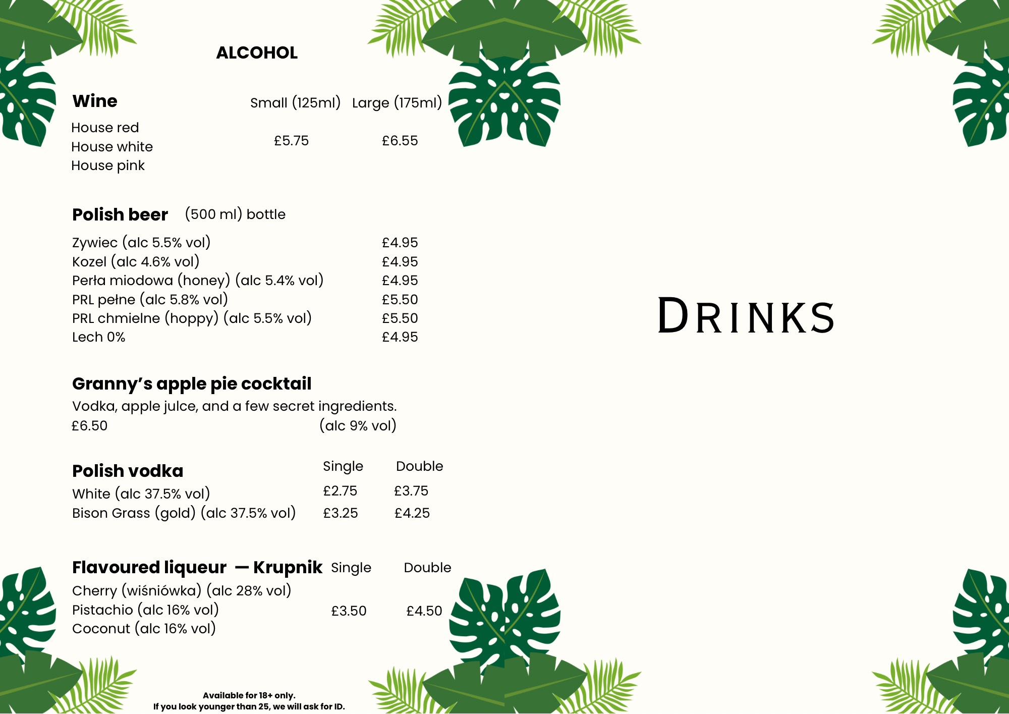 Menu Visit and Taste